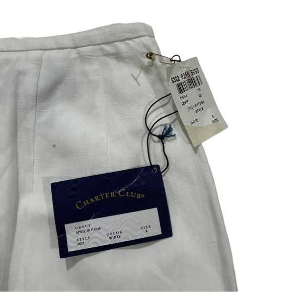 Charter Club April in Paris Women Ivory White Linen Rayon Mini Skirt Sz 8 NWT - Picture 2 of 12